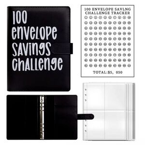 100 Envelope Savings Challenge Planner - Black